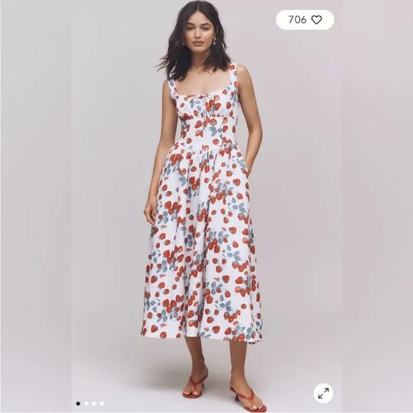 Reformation Balia Linen Sleeveless Basque-Waist Midi Dress - Picture 11 of 14